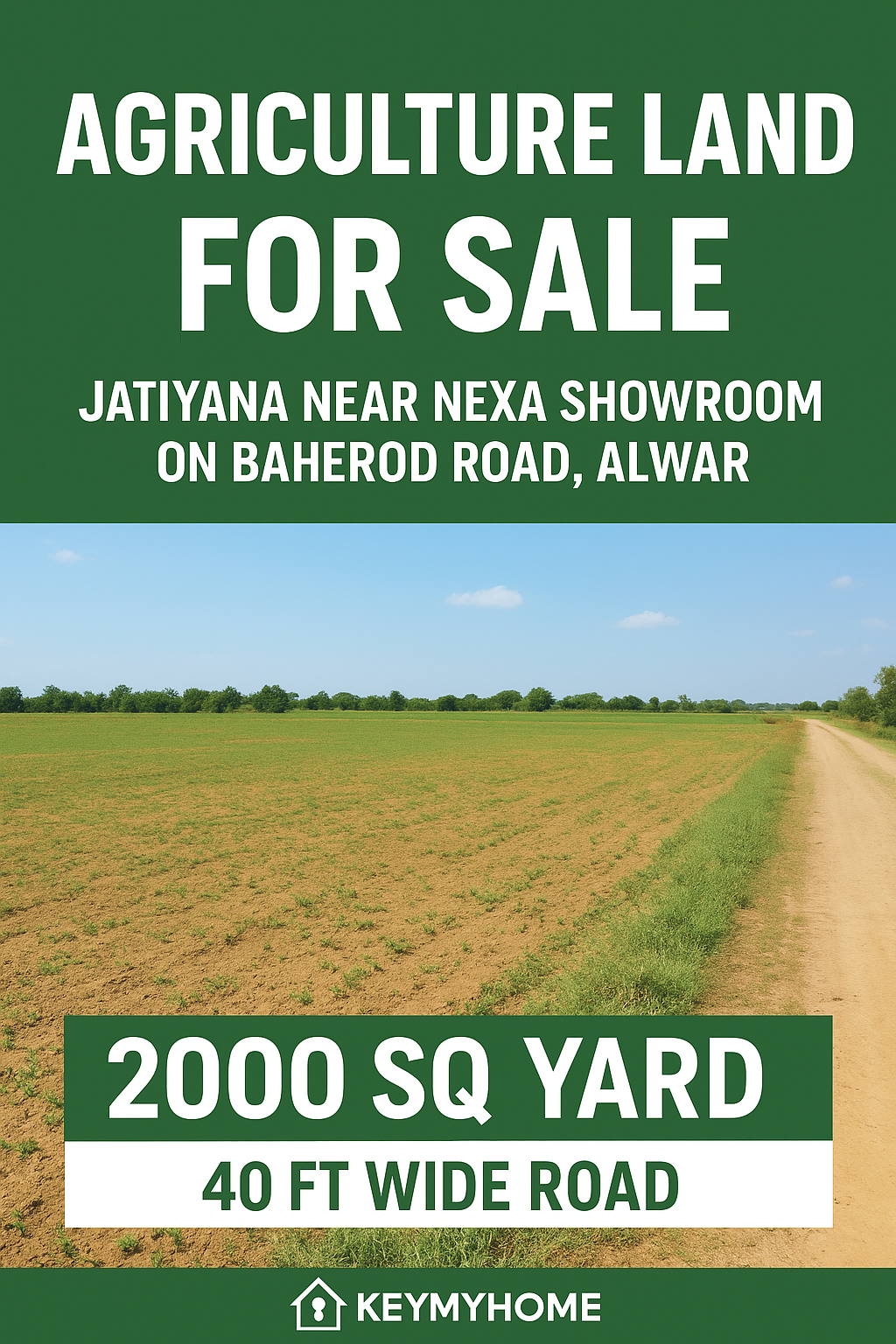 Agriculture Land for Sale in Jatiyana, Near Nexa Showroom on Bahrod Road, Alwar