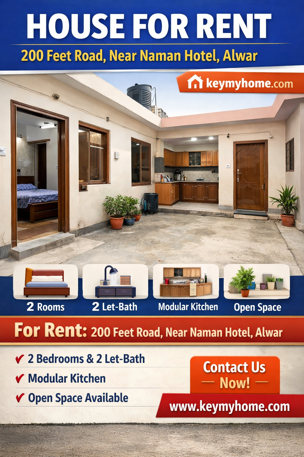 House for Rent on 200 Feet Road, Near Naman Hotel, Alwar
