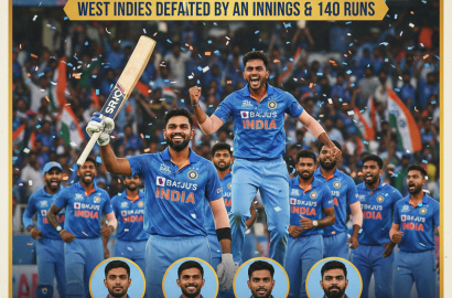 भारत ने वेस्टइंडीज़ पर दर्ज की शानदार जीत — पहली टेस्ट में पारी और 140 रनों से हासिल की बढ़त